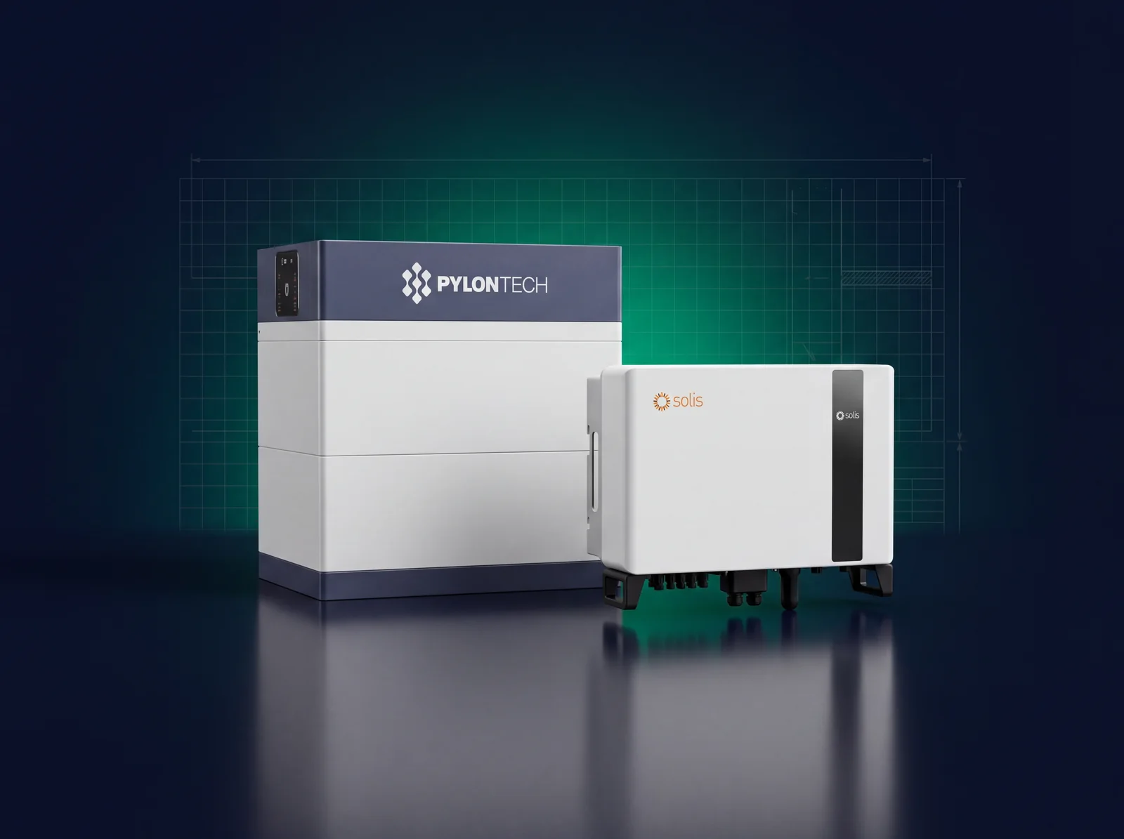 Thuisbatterij 10 kWh - 2 PylonTech Force H3 LiFePO4-batterijmodules met Solis hybride omvormer, wandopstelling, geschikt voor noodstroom en dynamisch laden